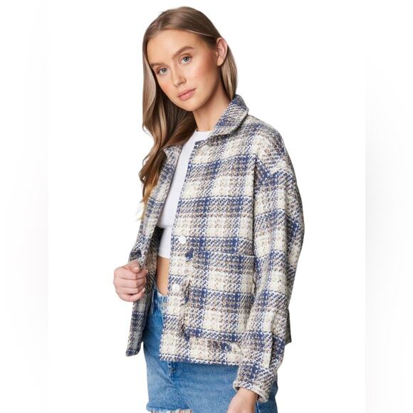 NWT! Blank NYC Once In A Lifetime Cropped Tweed Shacket - Size Large - Picture 2 of 16